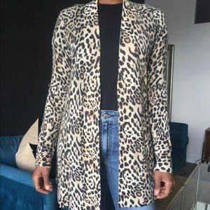 Leopard print cashmere cardigan